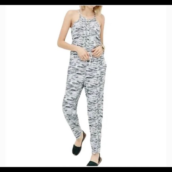 LOU & Grey Space Dye Racerback Drawstring Jumpsuit Size Small - Picture 1 of 10